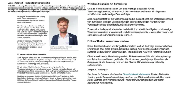 Jung, erfolgreich - und plötzlich berufsunfähig
